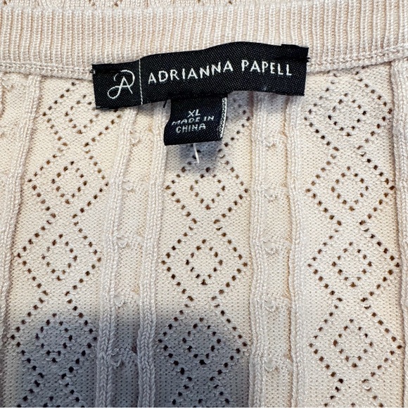 Adrianna Papell Women’s Baby Pink Pointelle Knit Puff Sleeve Sweater Sz XL - Picture 4 of 8